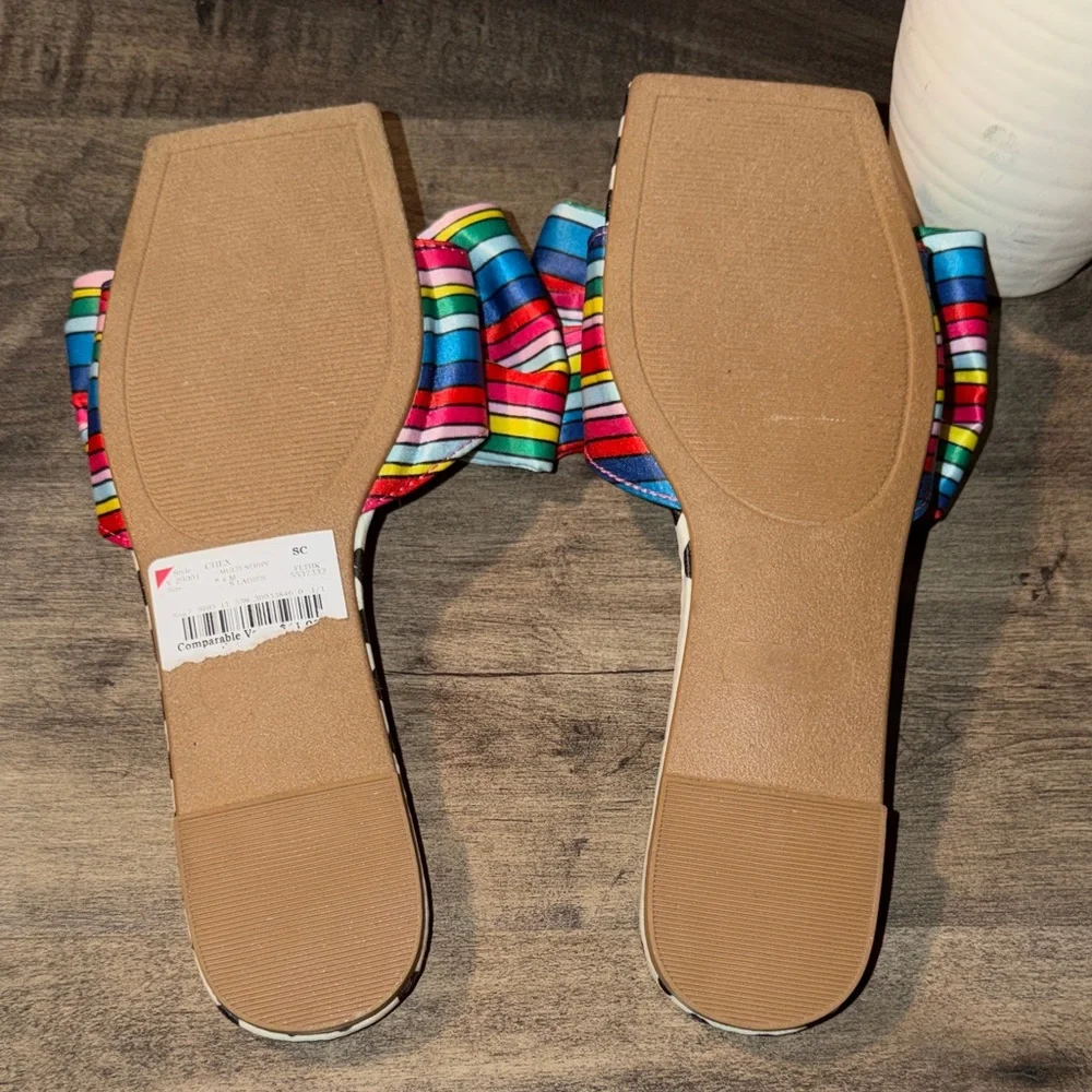 NWT Betsey Johnson Polka Dot Sandals with Rainbow Bow - Picture 4 of 5